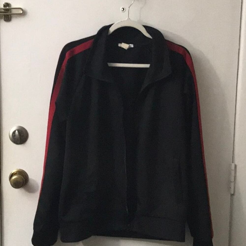 Fashion Nova Men's Zip Up Track Jacket Red/Black Activewear Athleisure Casual